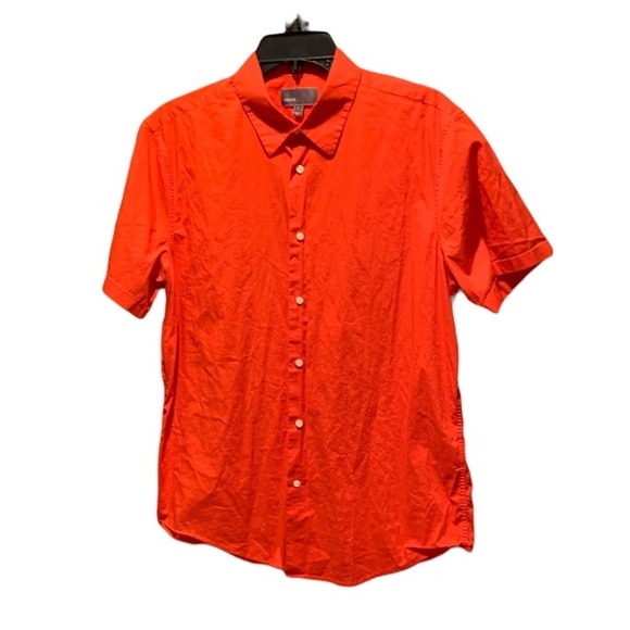 Vince Men's Short Sleeve Button Up Orange Large - Picture 1 of 7